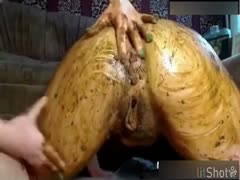 Lesbians smear and fist with crap